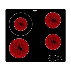 Whirlpool Table De Cuisson Vitrocéramique 58cm 4 Feux 6200w Noir - Akt8090ne - ...