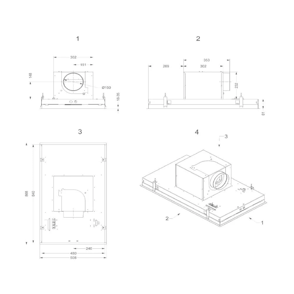 Hotte Plafond 90cm 815m3/h Inox - 6830/16 - NOVY – Image 3