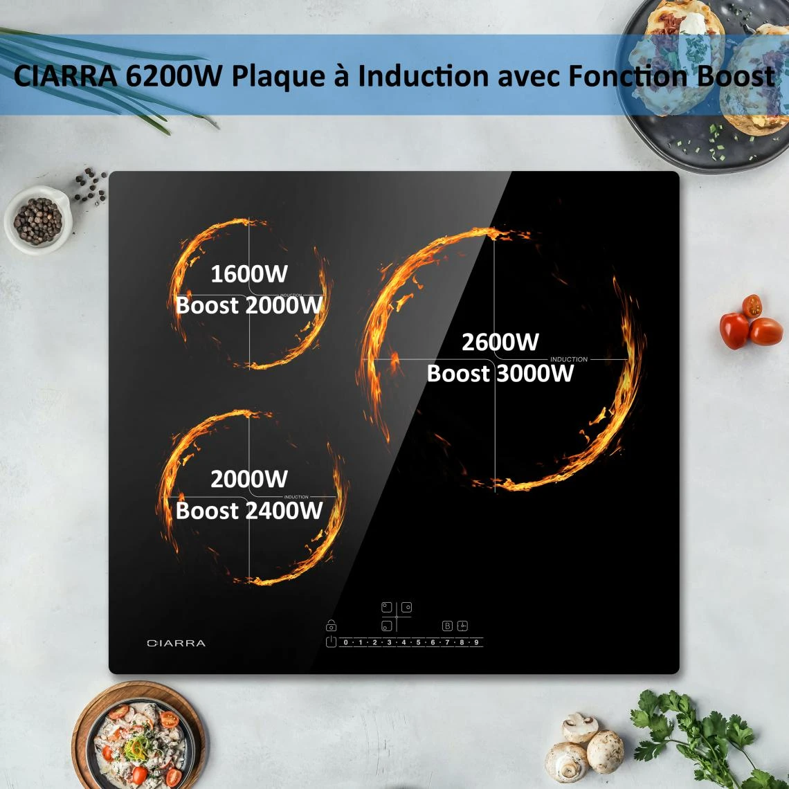 CIARRA 6200W Plaque Induction 3 Foyers Booster – Image 2