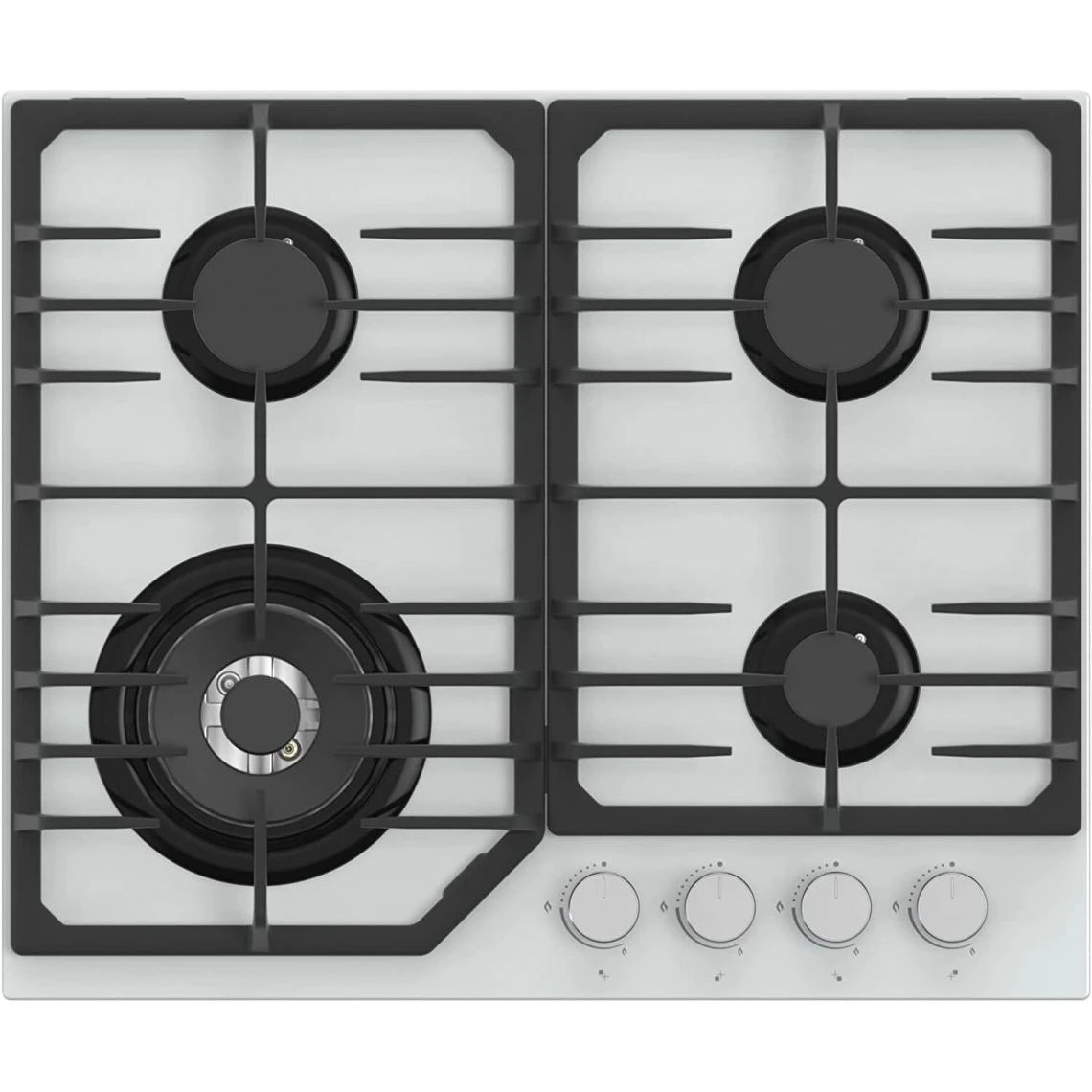 Amsta AMTG4FWW - Table De Cuisson Gaz - 60 Cm - 4 Foyers - 8800 Watts - Blan...