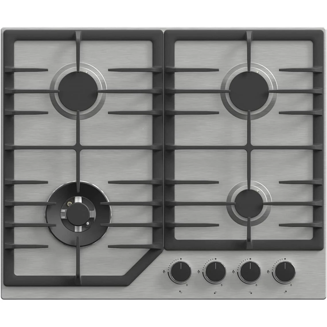 Amsta AMTG4FWX - Table De Cuisson Gaz - 60 Cm - 4 Foyers - 8800 Watts - Inox