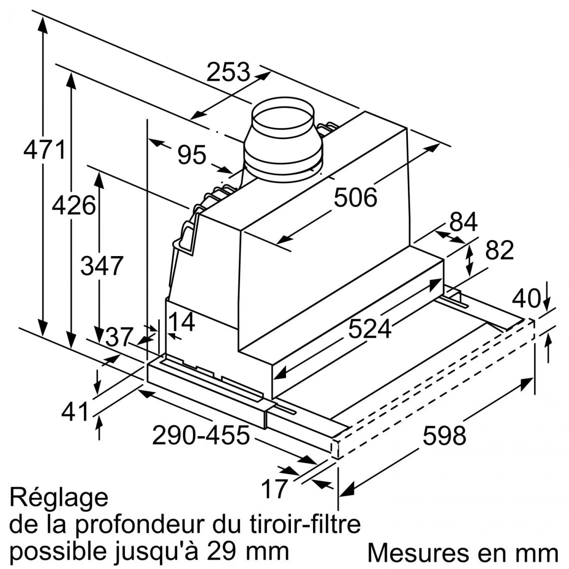 Bosch Hotte Télescopique 60cm 399m³/h Argent Métallisé - Dfs067a51 - BOS... – Image 4