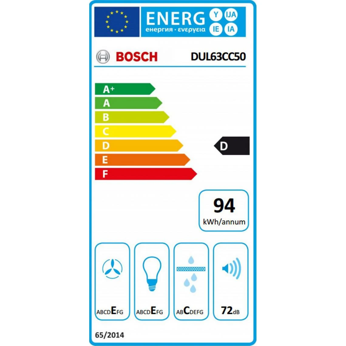 Bosch Hotte Classique Casquette 60cm 350m3/h Acier Inoxydable - Dul63cc50 - ... – Image 3