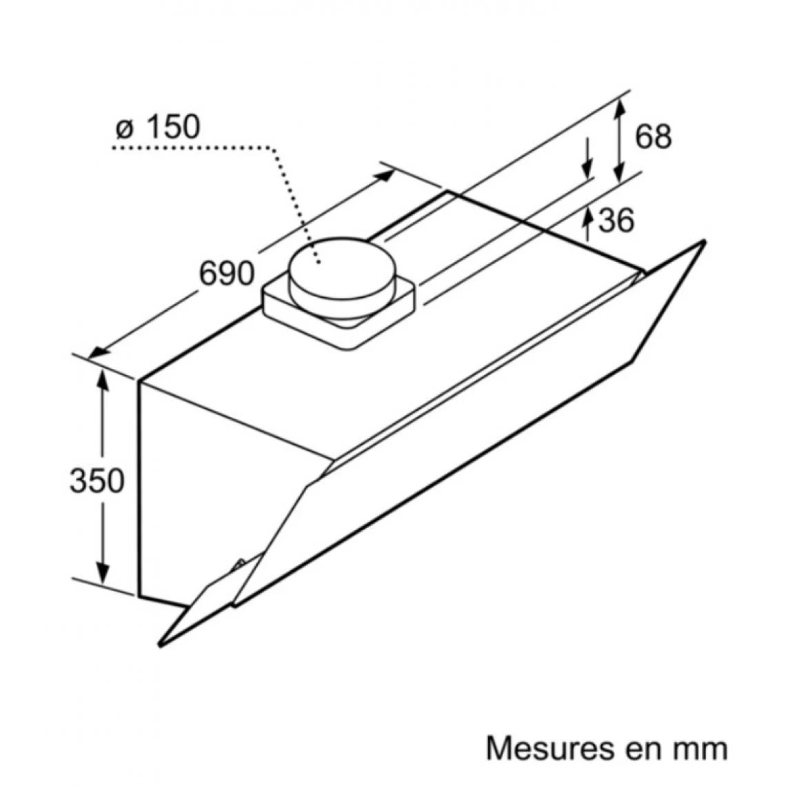 Hotte Décorative Inclinée 90cm 580m3/h Noir - Dwk095g60 - BOSCH – Image 2