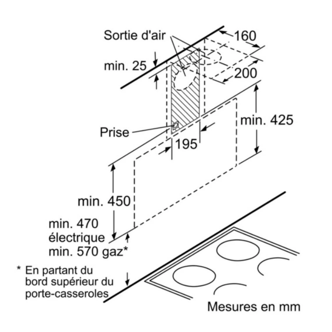 Hotte Décorative Inclinée 90cm 580m3/h Noir - Dwk095g60 - BOSCH – Image 3