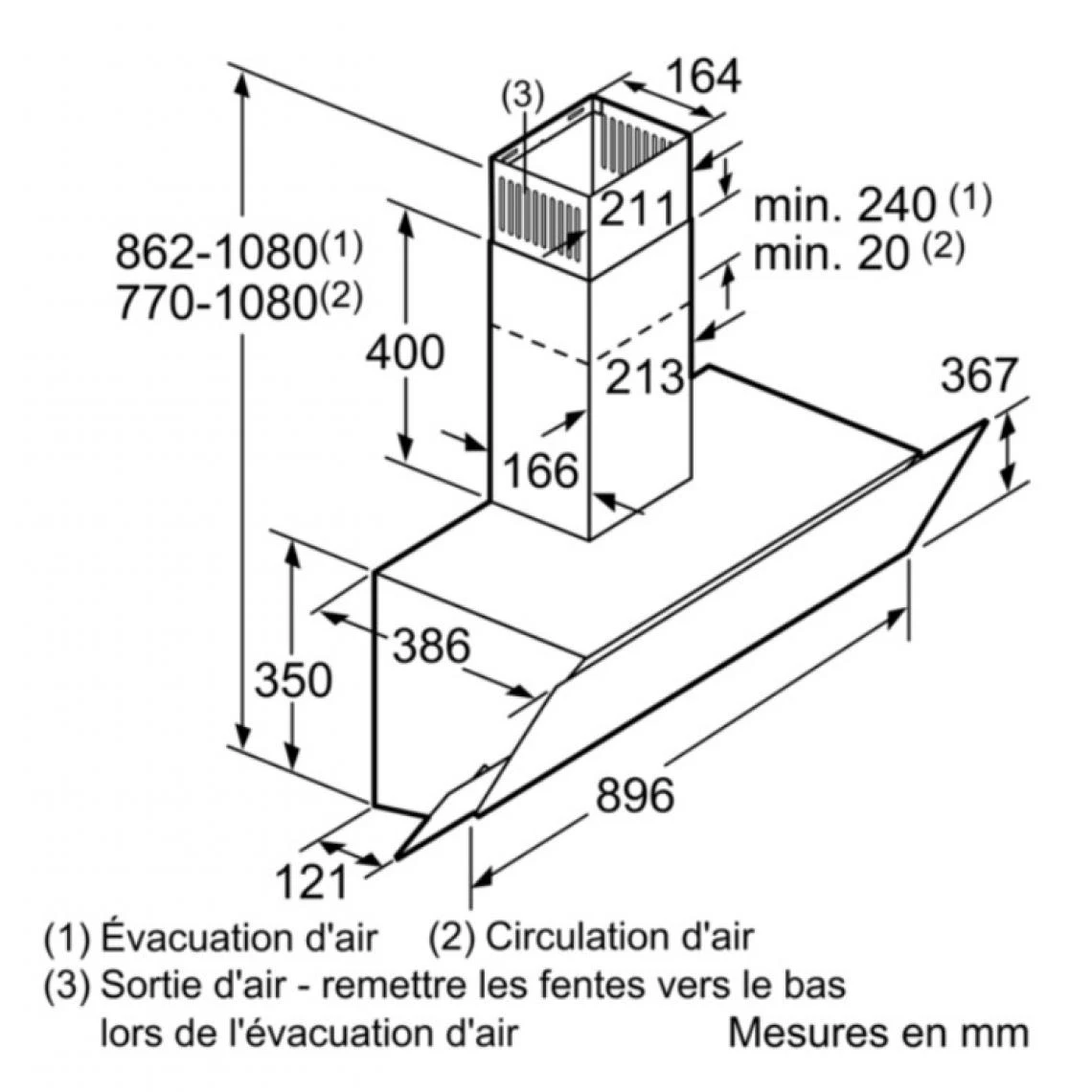 Hotte Décorative Inclinée 90cm 580m3/h Noir - Dwk095g60 - BOSCH – Image 5
