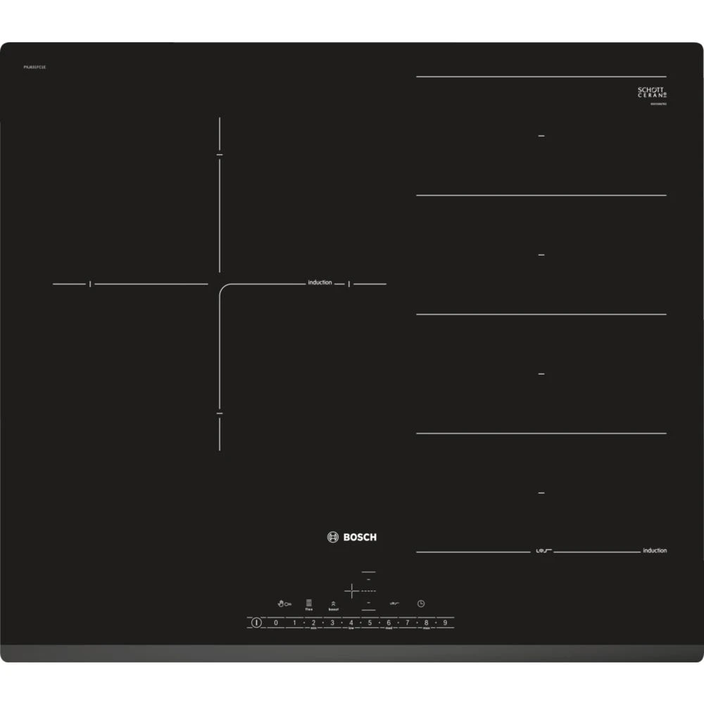 Bosch Table De Cuisson à Induction 60cm 3 Feux 7400w Flexinduction Noir - P...