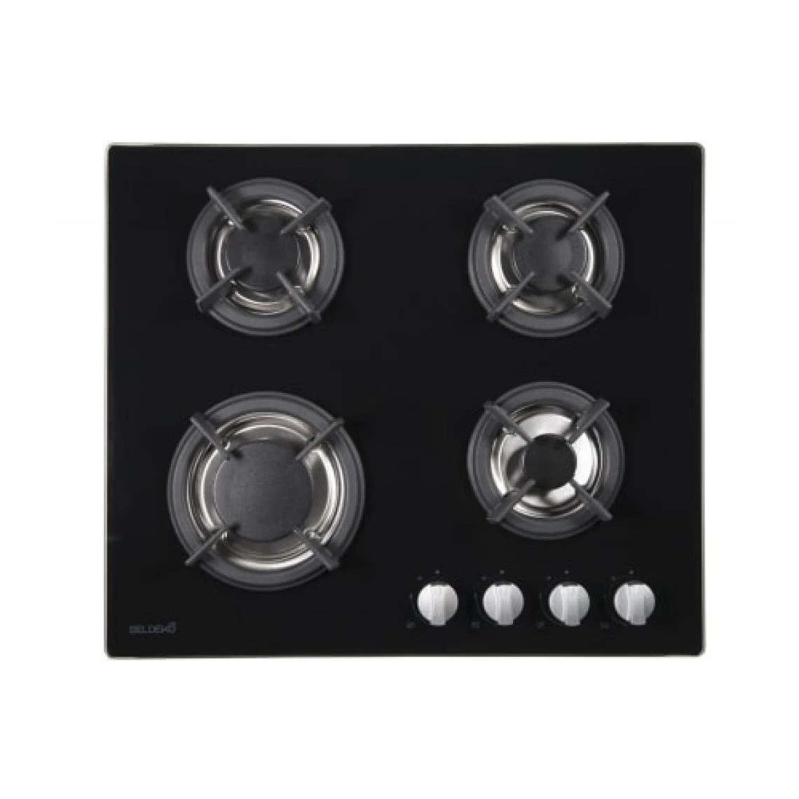 Beldeko BTG4Z-F01VNO/B Plaque Gaz 3000W 4 Foyers Verre Noir