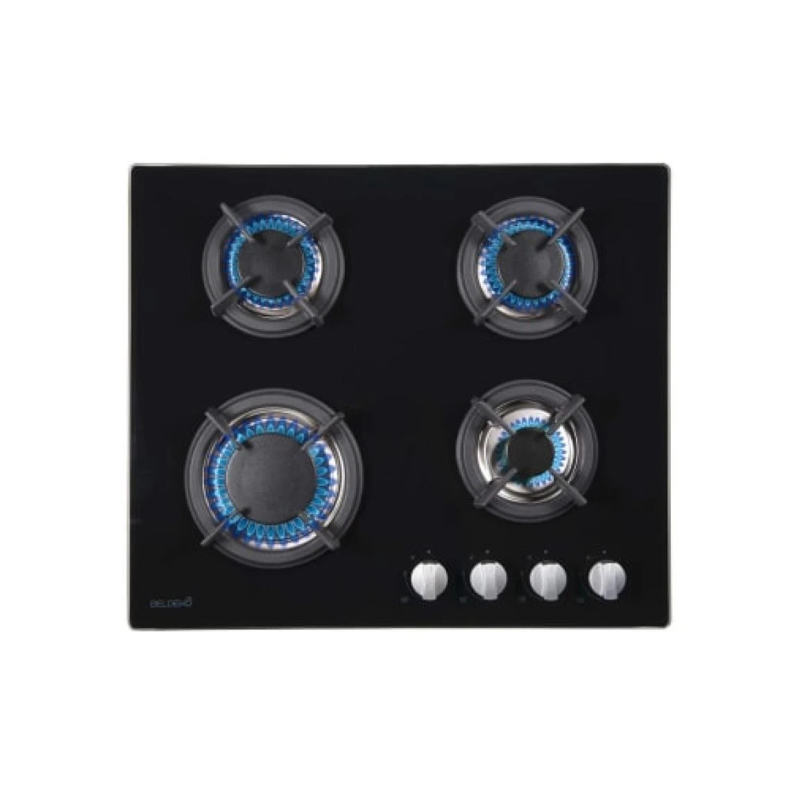 Beldeko BTG4Z-F01VNO/B Plaque Gaz 3000W 4 Foyers Verre Noir – Image 3