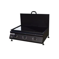 SANS MARQUE CASTELLA Plancha Gaz 3 Feux Avec Couvercle Fourni - Noir Mat