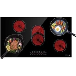 Other CH90BF Table De Cuisson Électrique 8500W 230V 5 Foyers Céramique 9 N...