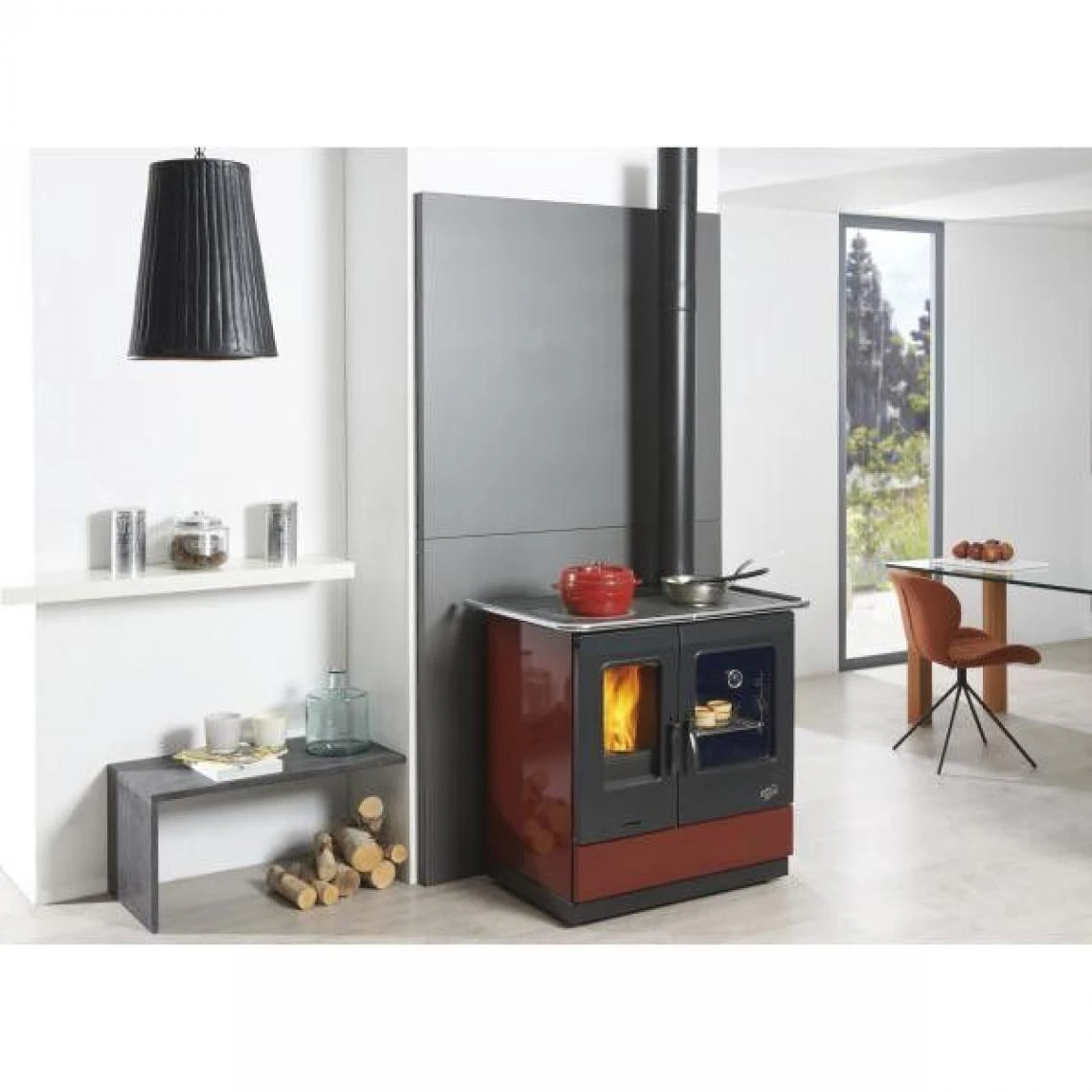 Cuisinière à Bois 6.5kw Rouge - 241100carmin - GODIN – Image 3