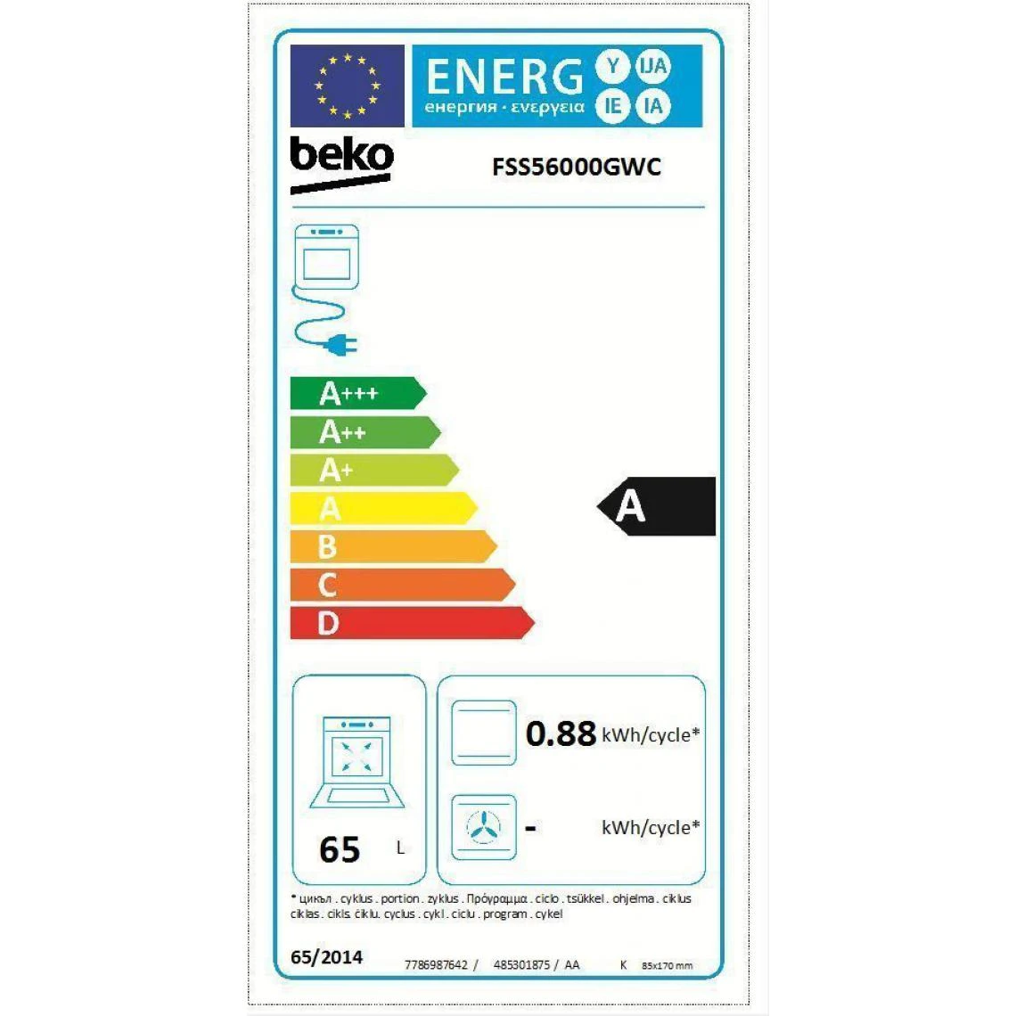 Cuisinière électrique A 65l 4 Feux Blanc - Fss56000gwc - BEKO – Image 2