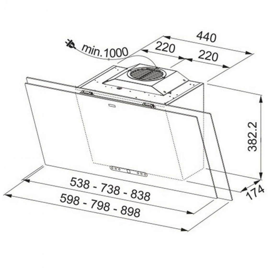 Hotte Décorative Inclinée 90cm 730m3/h Verre Noir - 551823 - FRANKE – Image 4