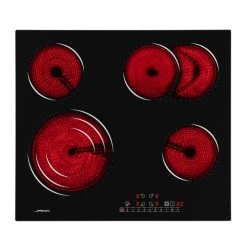 Jago GLKM Table De Cuisson 8600W 4 Foyers Minuterie Vitrocéramique Noir