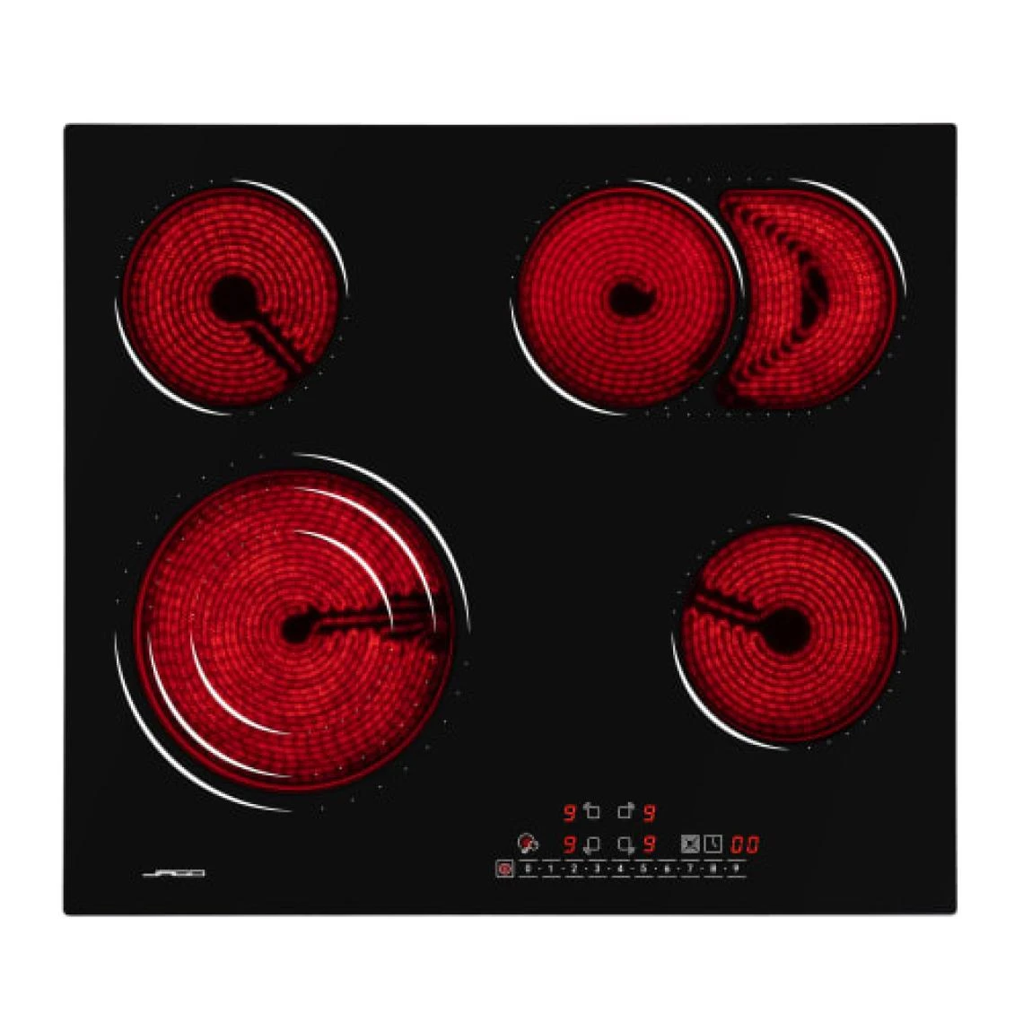 Jago GLKM Table De Cuisson 8600W 4 Foyers Minuterie Vitrocéramique Noir