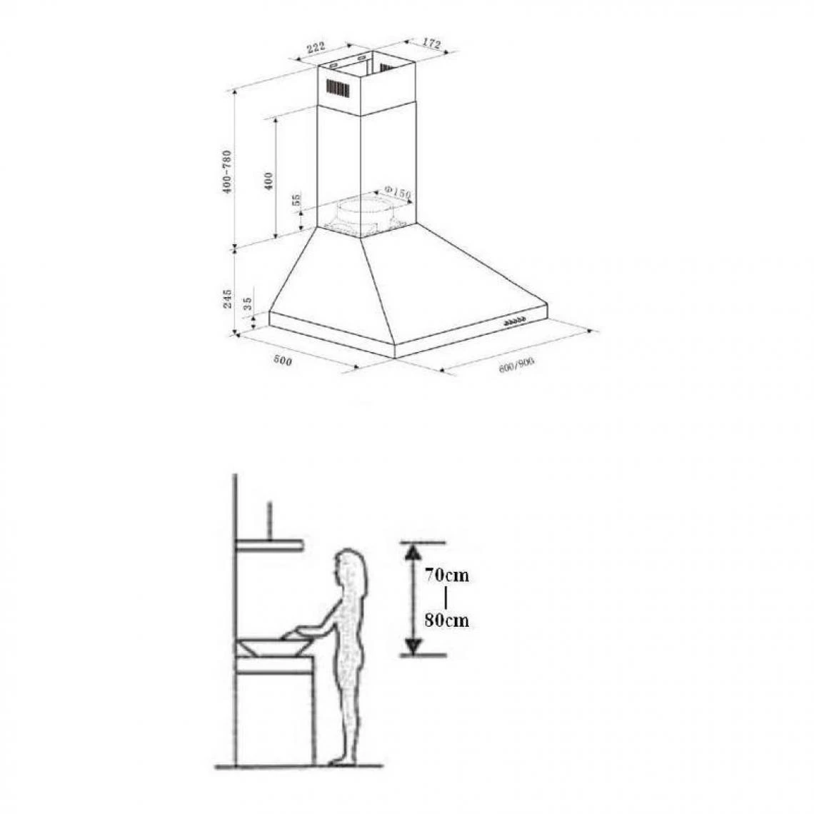 Hotte Décorative AYA AHD901XLED 90cm Inox – Image 3