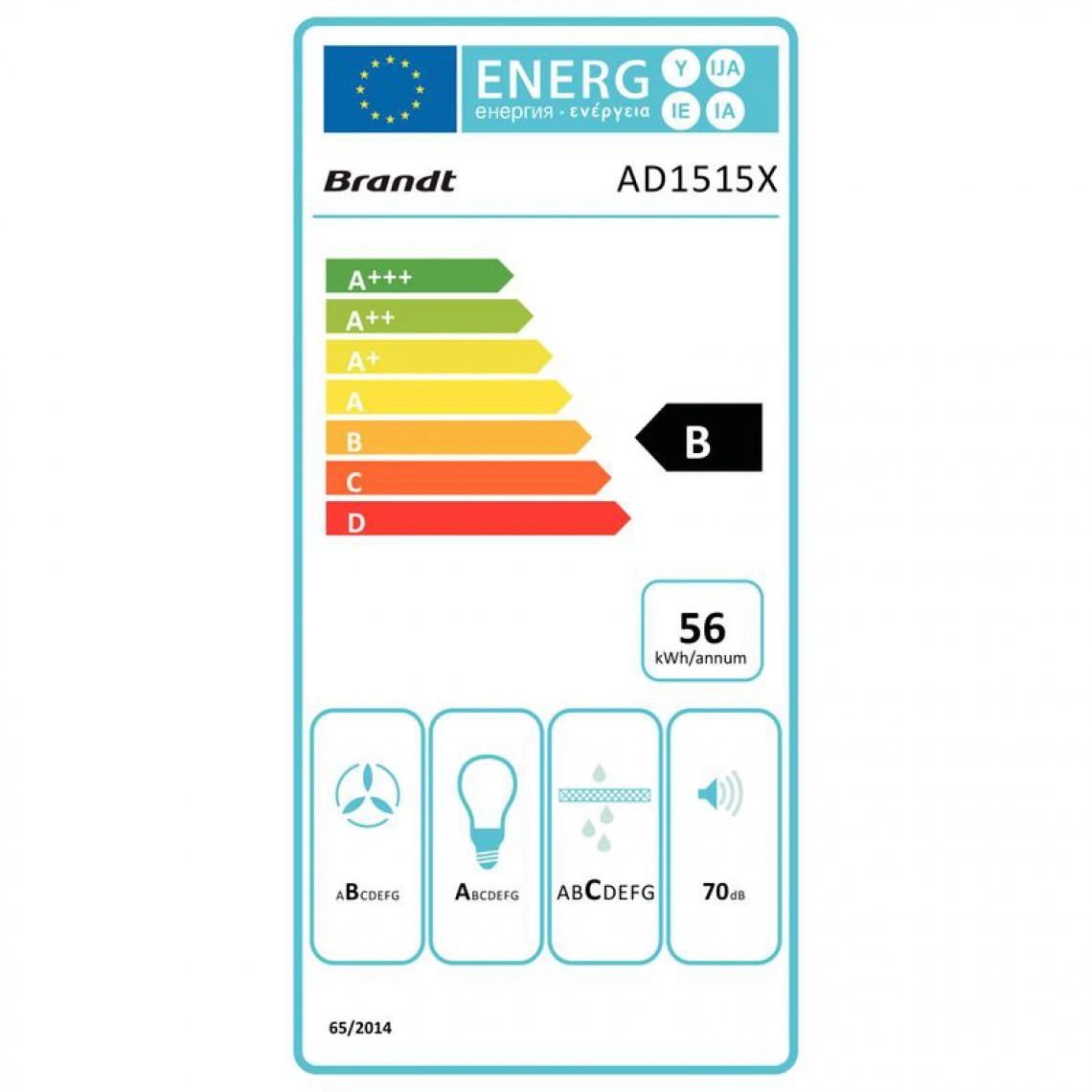 Hotte Décorative BRANDT AD1515X 60cm Inox – Image 5