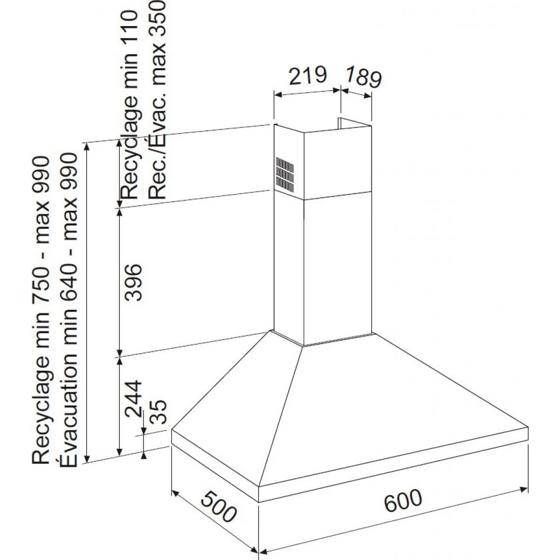 Airlux Hotte Decorative Murale AHP675BK â Image 2