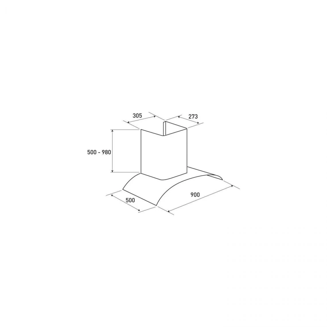 Hotte Décorative Murale 90cm 827m3/h Inox Et Verre - Ad1070x - BRANDT – Image 4