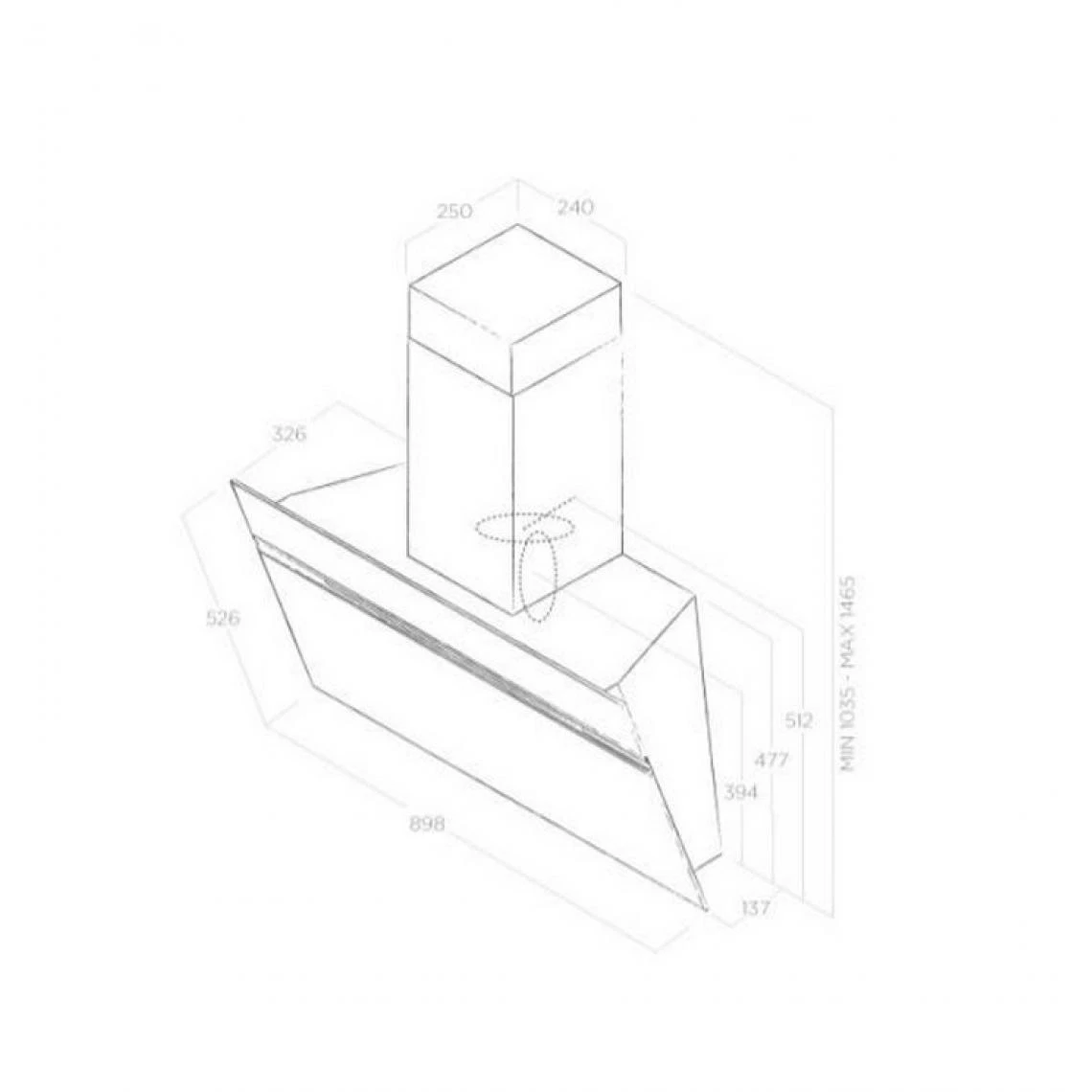 Hotte Décorative Inclinée 90cm 603m3/h - Prf0147738 - ELICA – Image 3