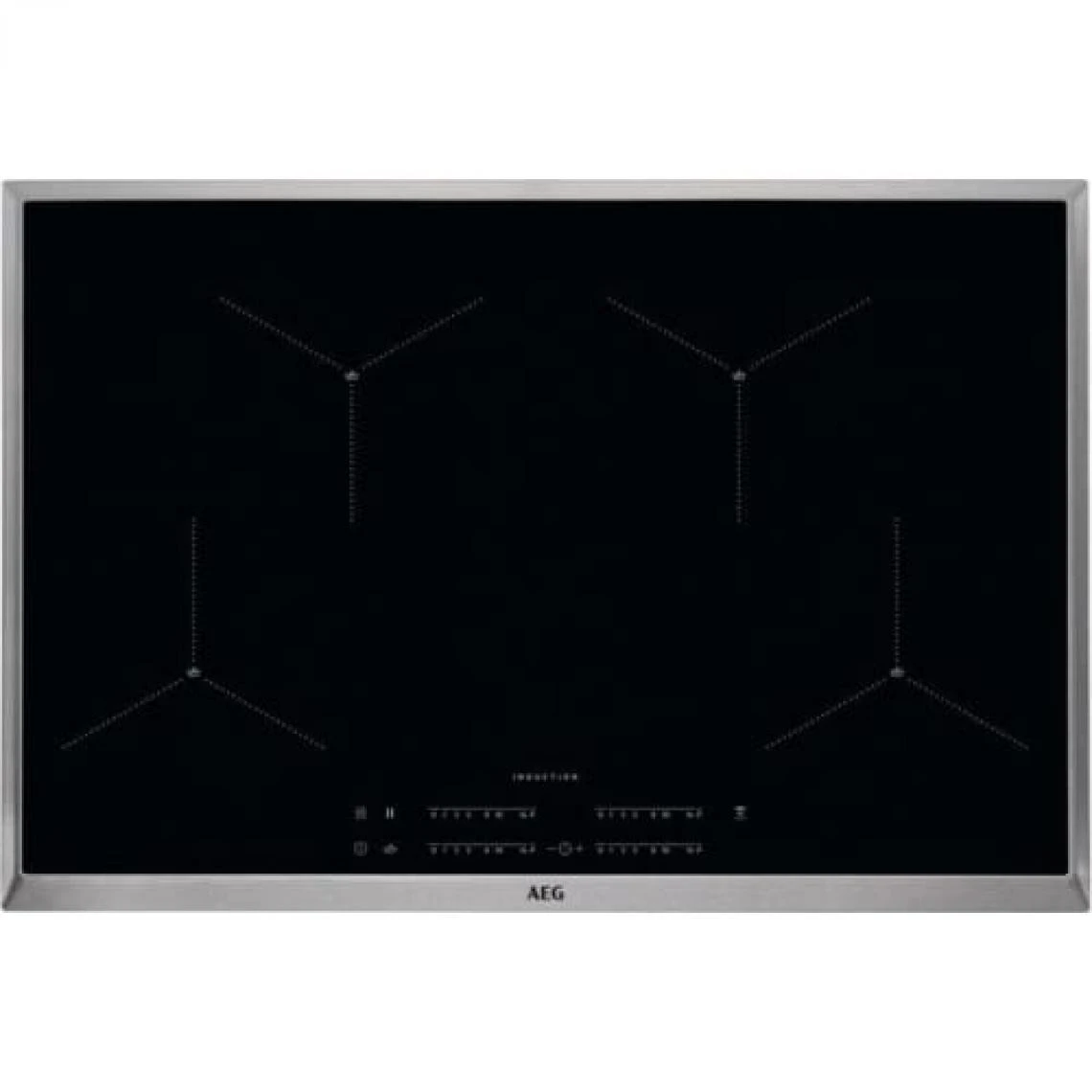 AEG IAE84411XB Table De Cuisson 4 Zones 2300W Acier Inoxydable Verre Céra...