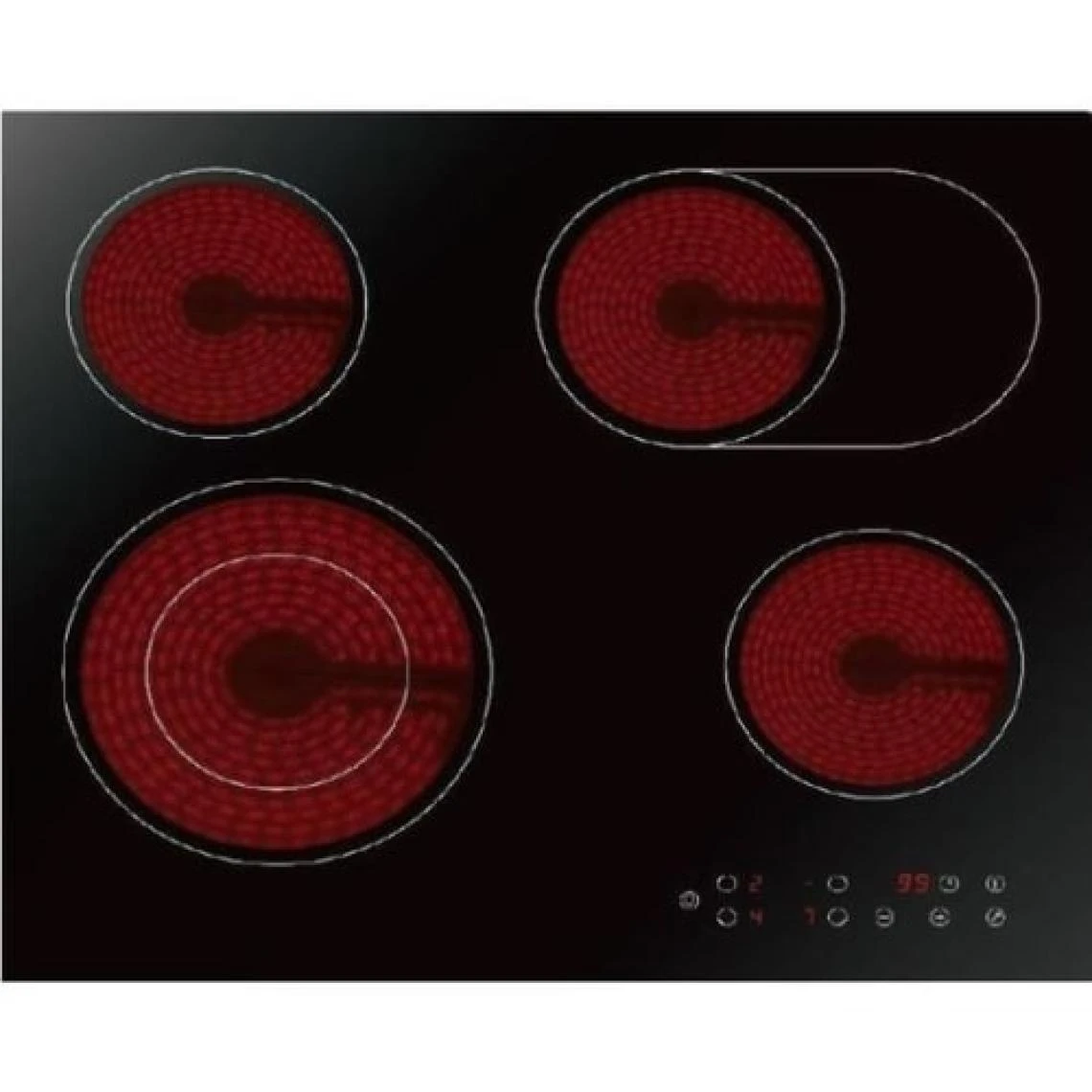 Autrement KF4-2KB X Table De Cuisson 60cm Témoin De Chaleur 4 Foyers Verre Cér...