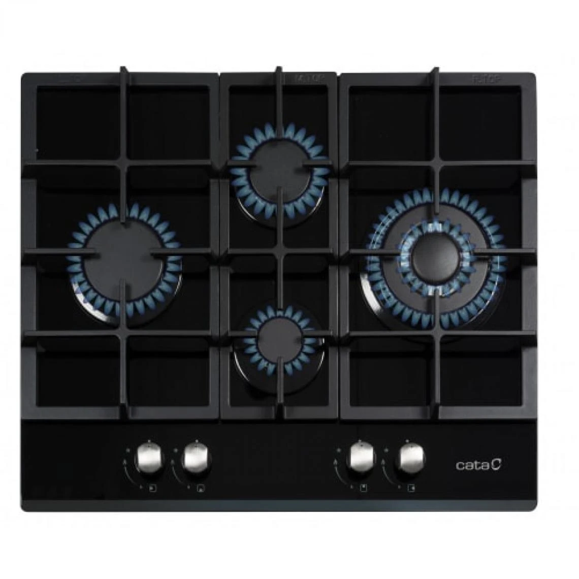 Cata LCIB 6031 BK Plaque Gaz 4 Brûleurs Fonte Rond Verre Noir – Image 2