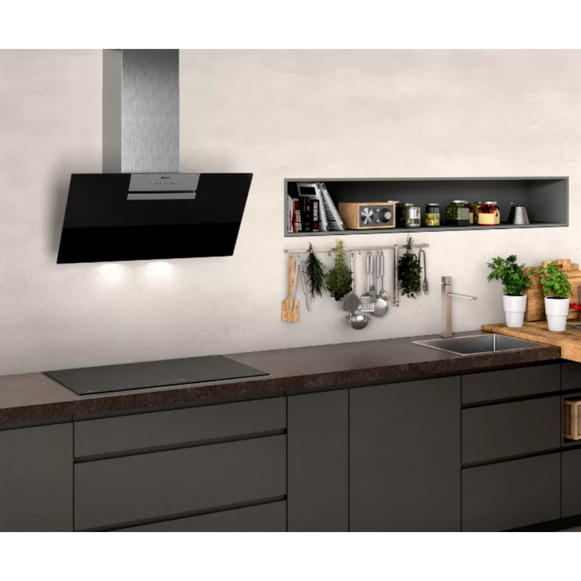 NEFF Hotte Décorative Murale 90cm 60db B 399m3/h Inox/verre - D85iee1s0 - ... – Image 4