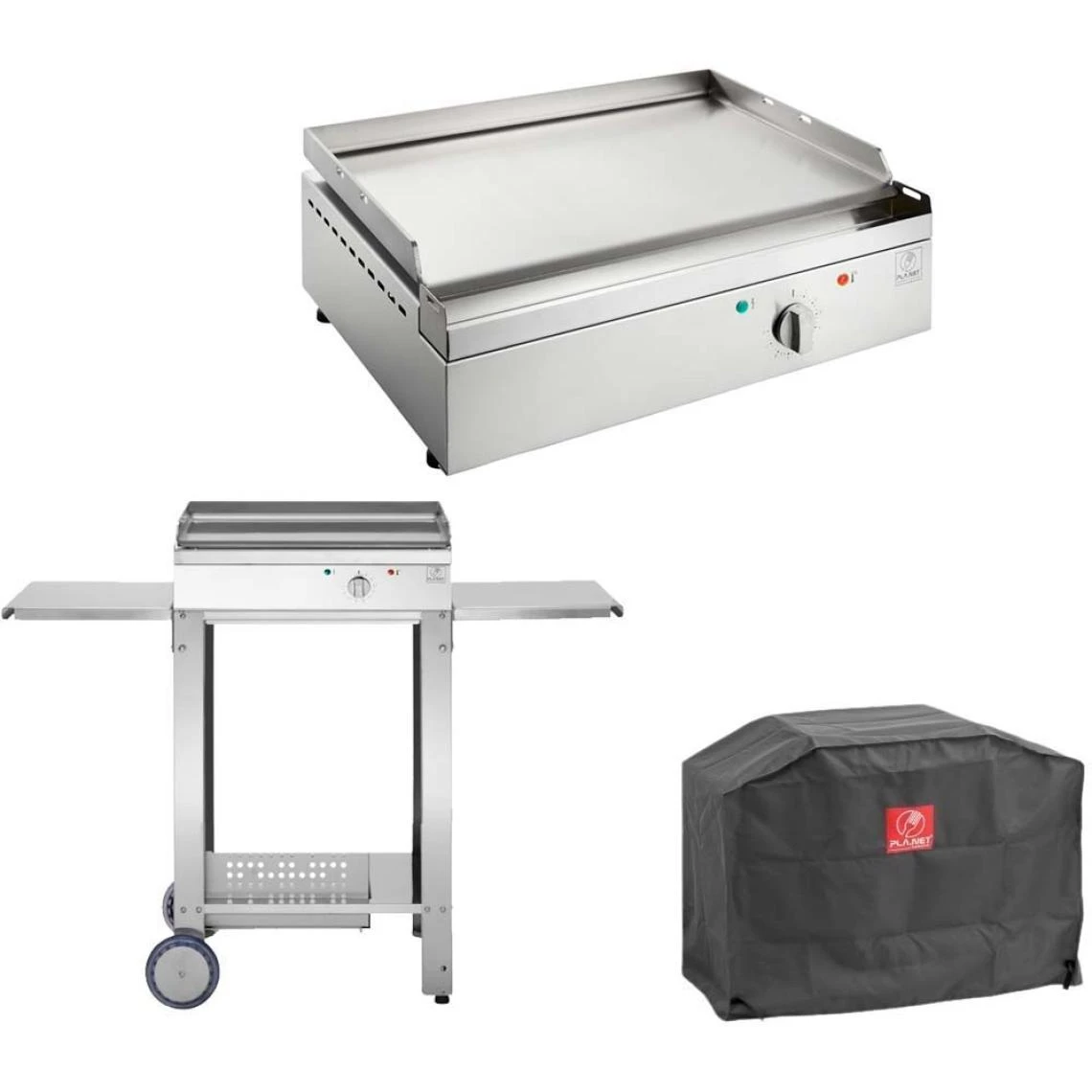 Planet Plancha électrique En Inox Chef 55 Cm Avec Chariot Ouvert + Housse.