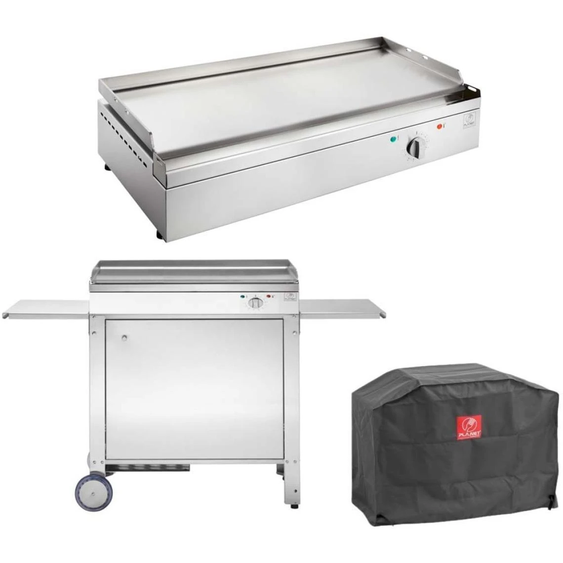 Planet Plancha électrique En Inox Chef 80 Cm Avec Chariot Fermé + Housse.