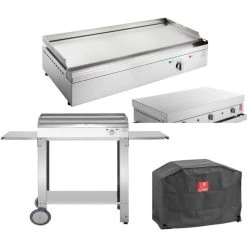 Planet Plancha électrique En Inox Chef 80 Cm Avec Chariot Ouvert + Couvercle...
