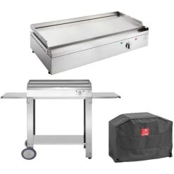 Planet Plancha électrique En Inox Chef 80 Cm Avec Chariot Ouvert + Housse.