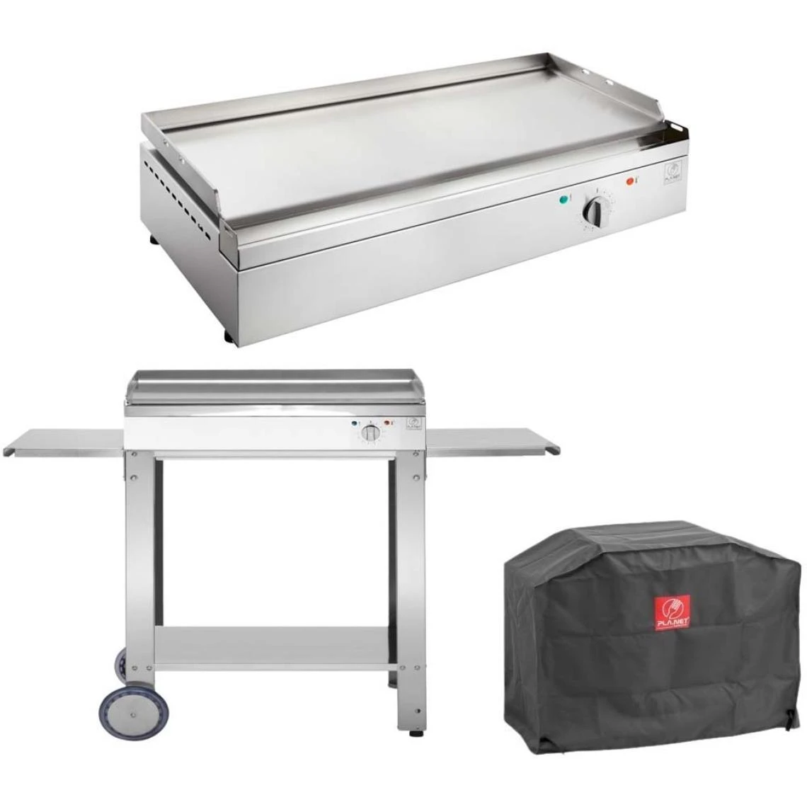 Planet Plancha électrique En Inox Chef 80 Cm Avec Chariot Ouvert + Housse.