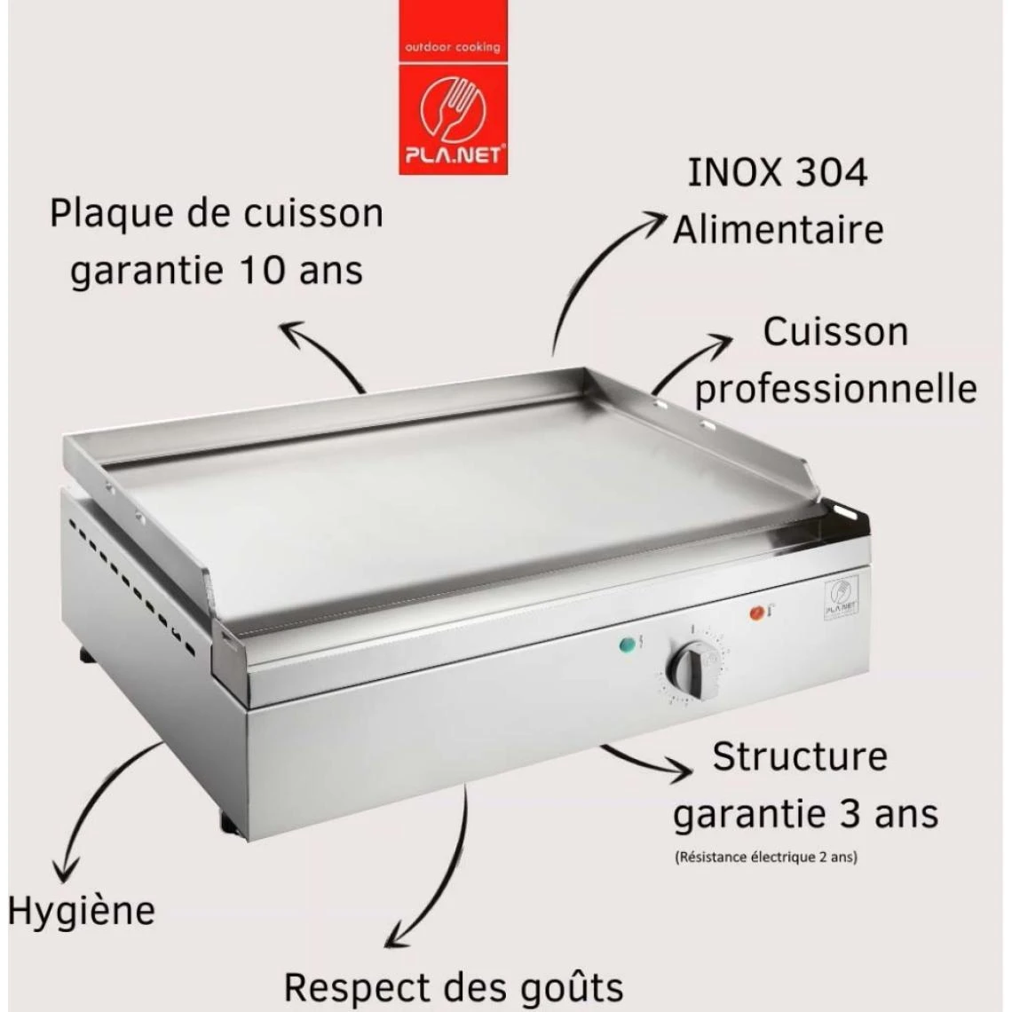 Planet Plancha électrique En Inox Chef 80 Cm Avec Housse. – Image 3