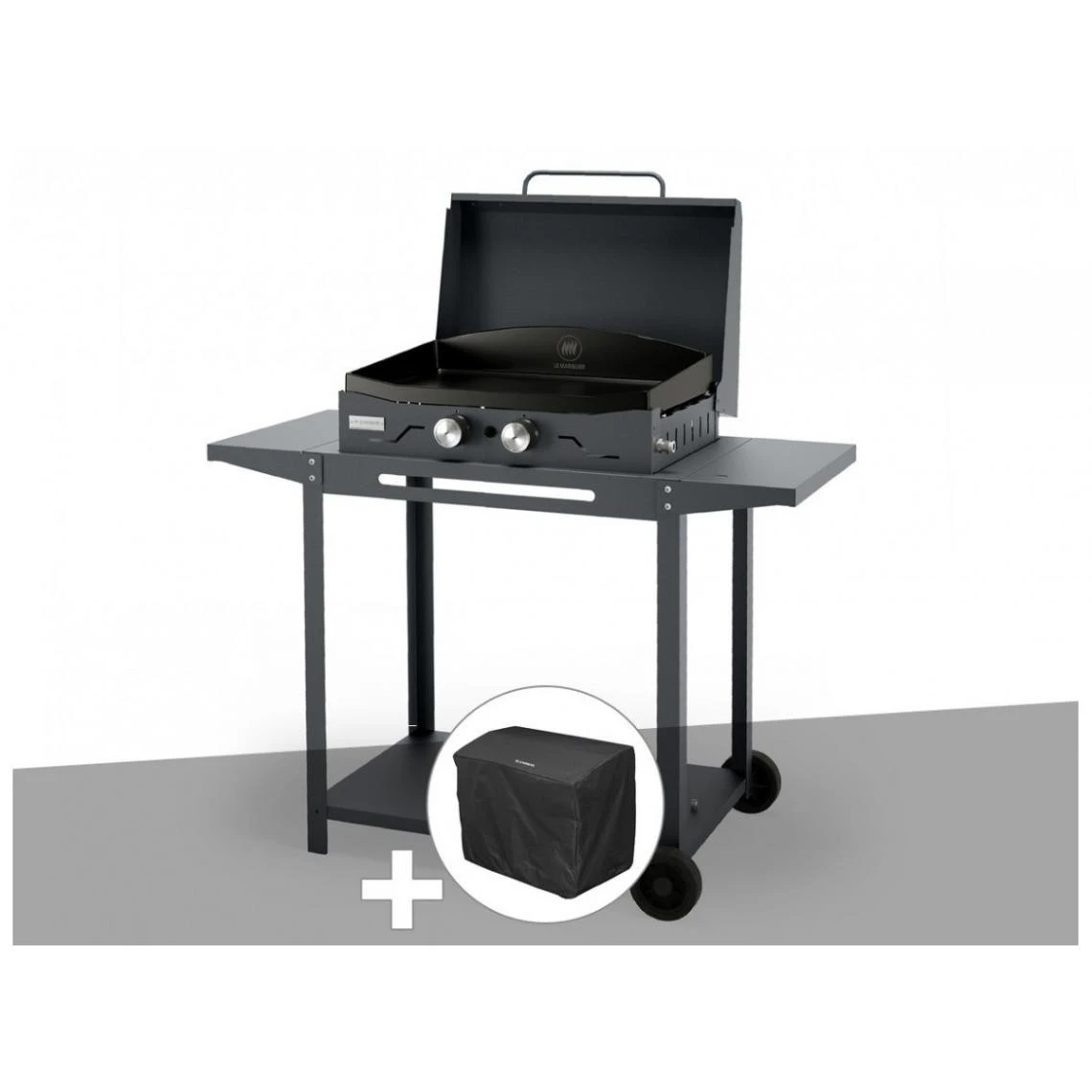 Le Marquier Plancha Gaz Adela Ardoise V2 260 + Chariot + Couvercle + Housse De Pro...