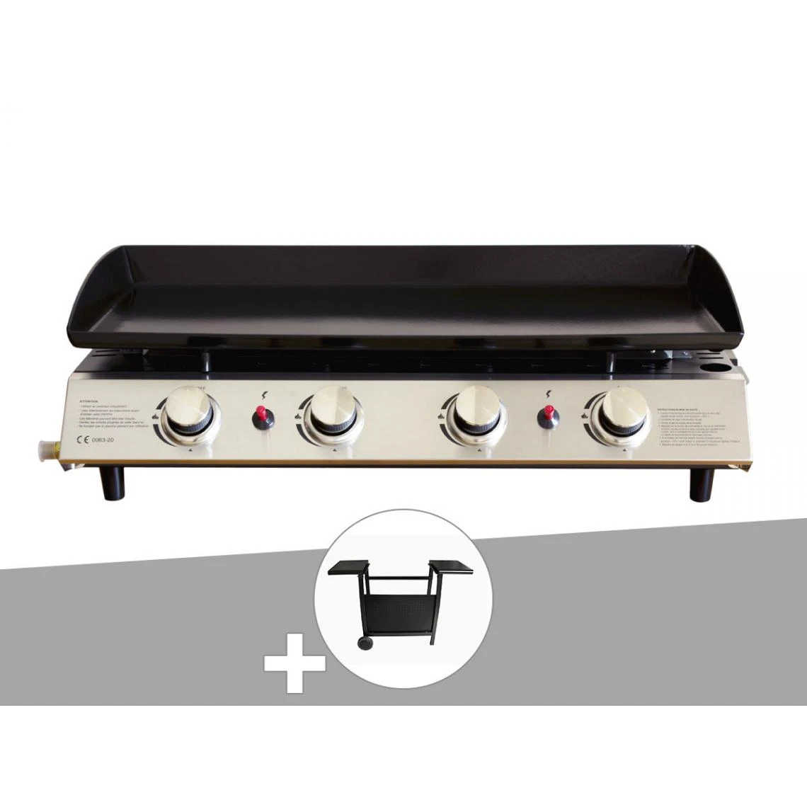 Plancha Gaz Prato 4 Brûleurs + Chariot - Jardideco