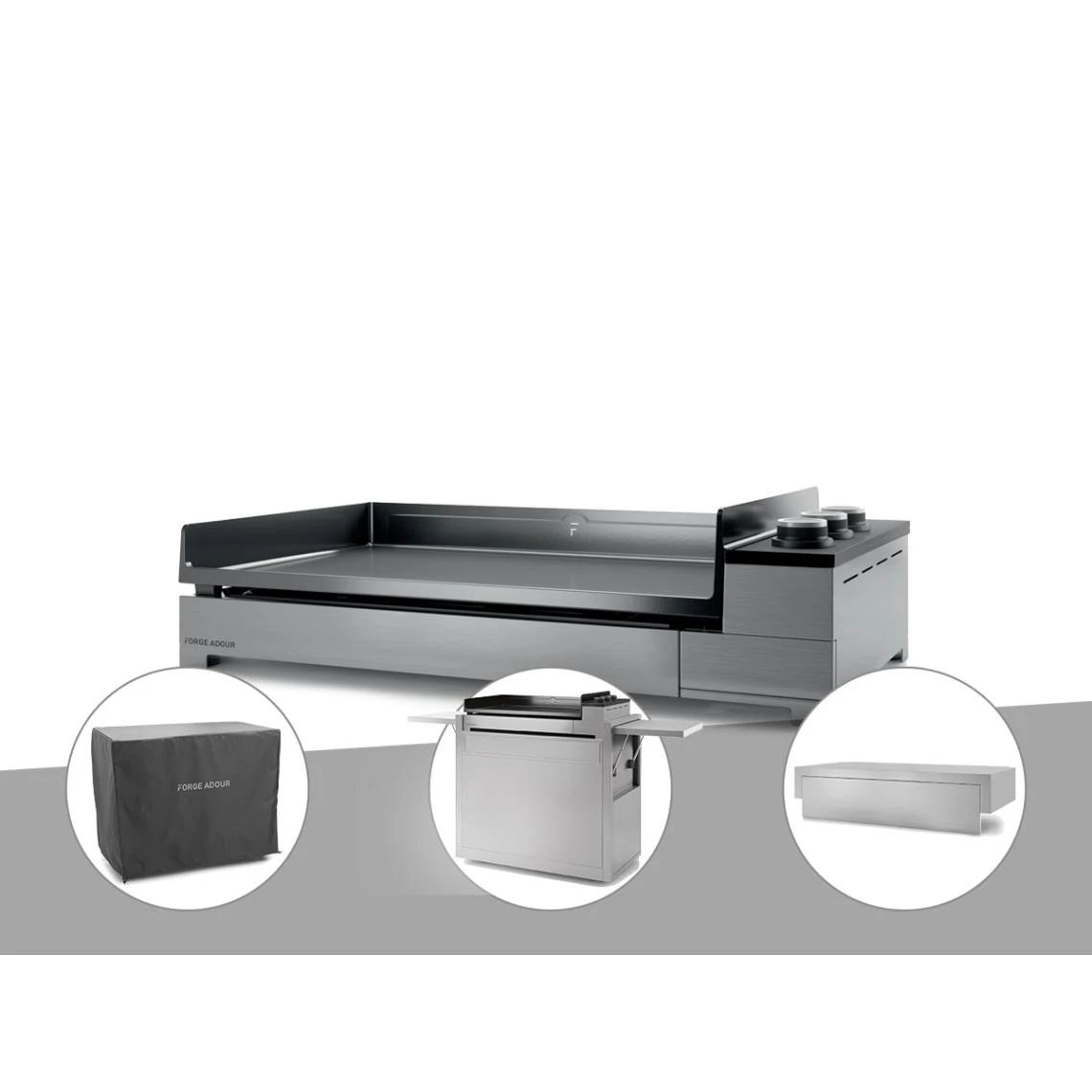 Forge Adour Plancha Gaz Premium 75 Inox Avec Couvercle, Chariot Et Housse - FORGE ...
