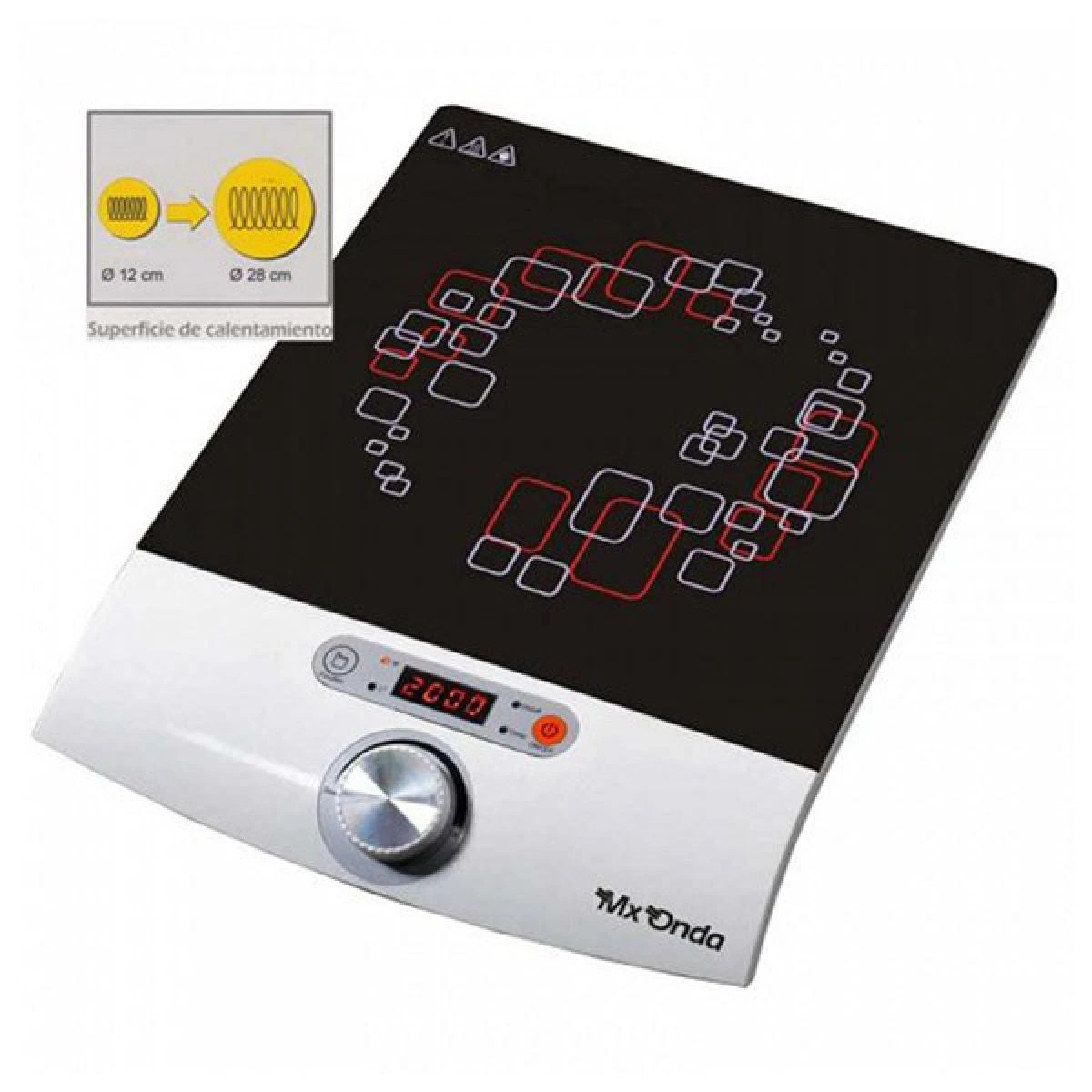 Totalcadeau Plaque à Induction 2000 W Avec Minuterie 39,7 X 30 Cm Noir Gris (1 Fo...