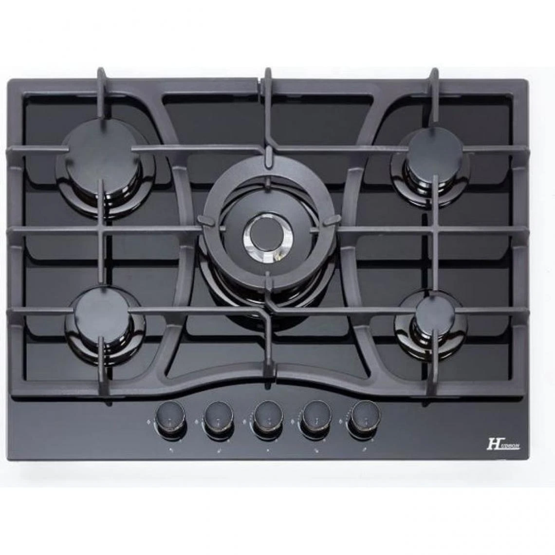 Plaque De Cuisson Gaz HUDSON - 5 Feux - 70cm - HTGBF 5 VN - Verre Noir