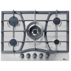 Plaque De Cuisson Gaz HUDSON - 5 Feux - 70cm - HTGBF 5I - Inox