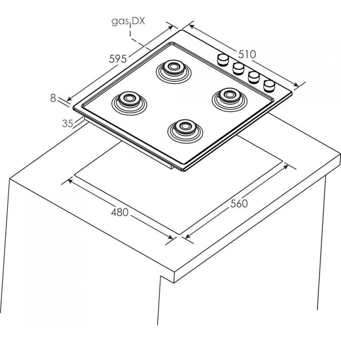 Table De Cuisson Gaz 60cm 4 Feux Blanc - Chw6lww - CANDY – Image 2