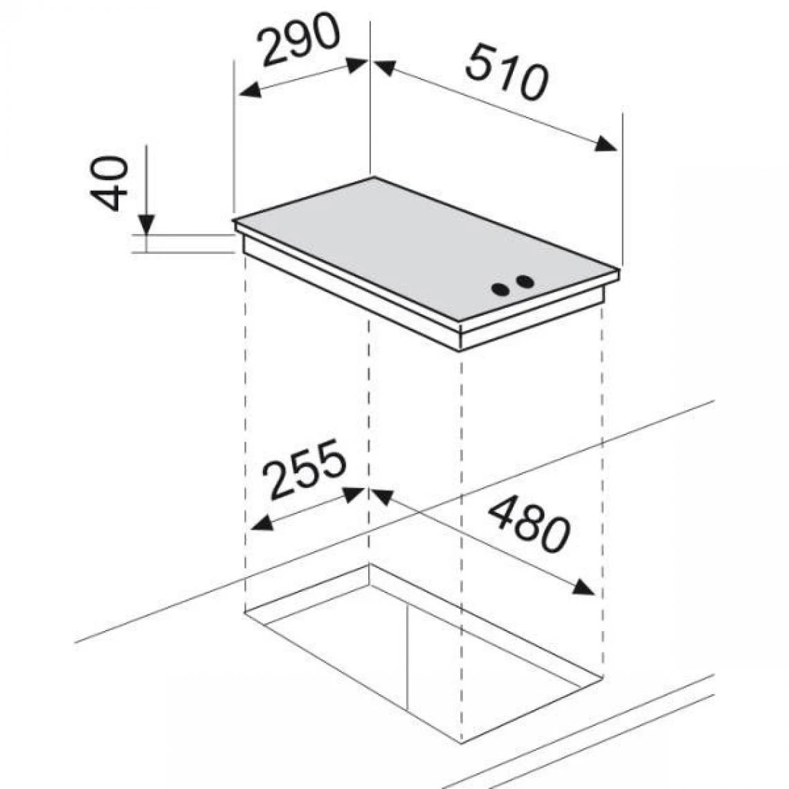 Table De Cuisson Domino Gaz 29cm 2 Foyers - Gt32ix - GLEM – Image 2