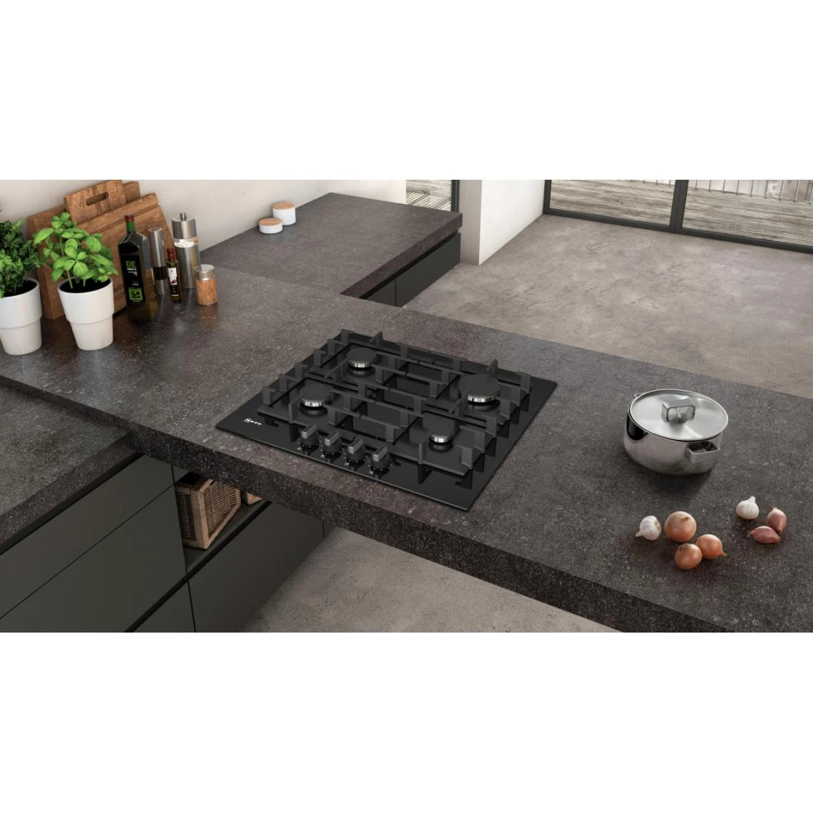 Table Verre Gaz 60cm 4 Feux Noir - T26cs49s0 - NEFF – Image 4