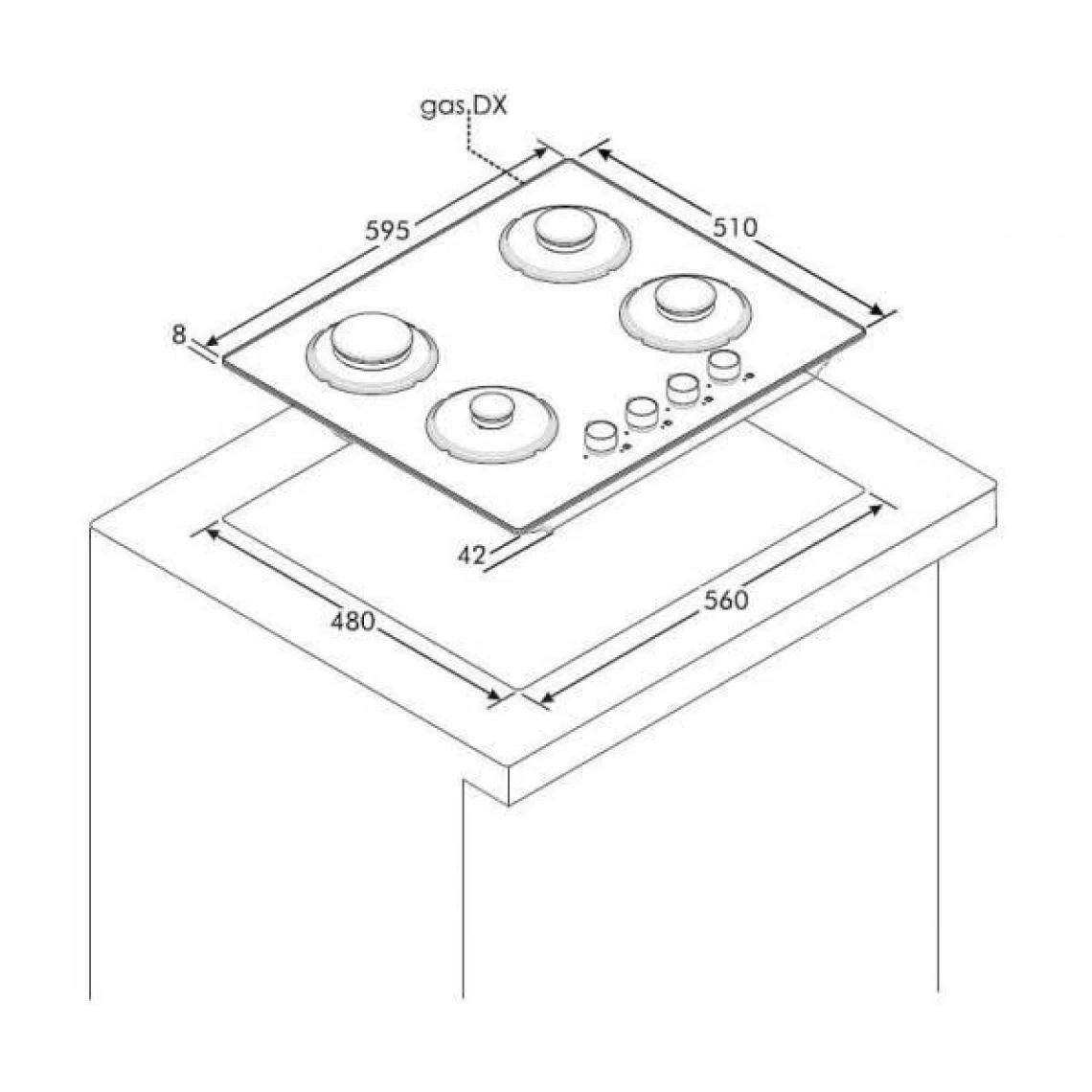 Table De Cuisson Gaz 60cm 4 Feux Noir - Rvg6br4sb - ROSIERES – Image 2