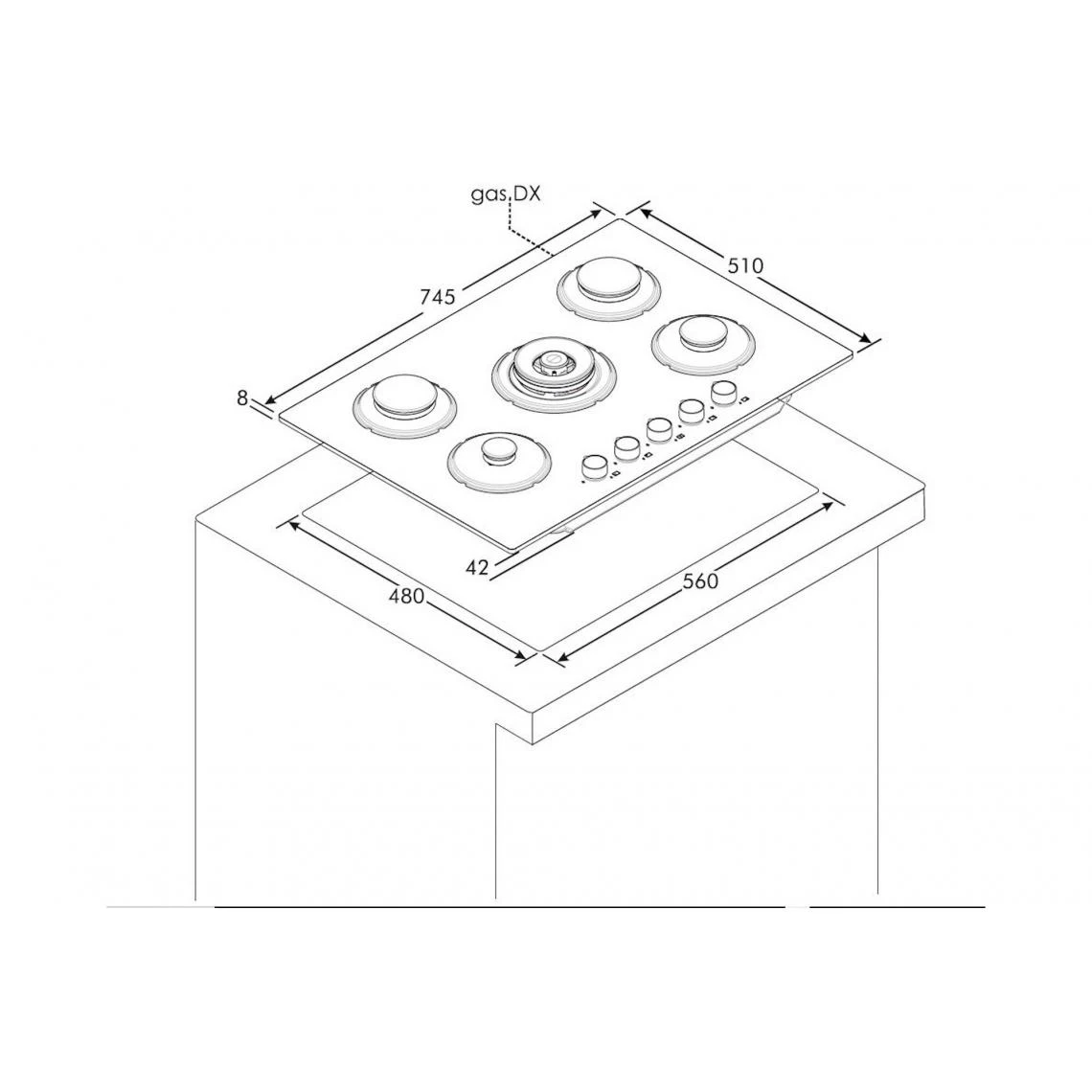 Plaque Gaz Rosieres RVG74MBB – Image 2