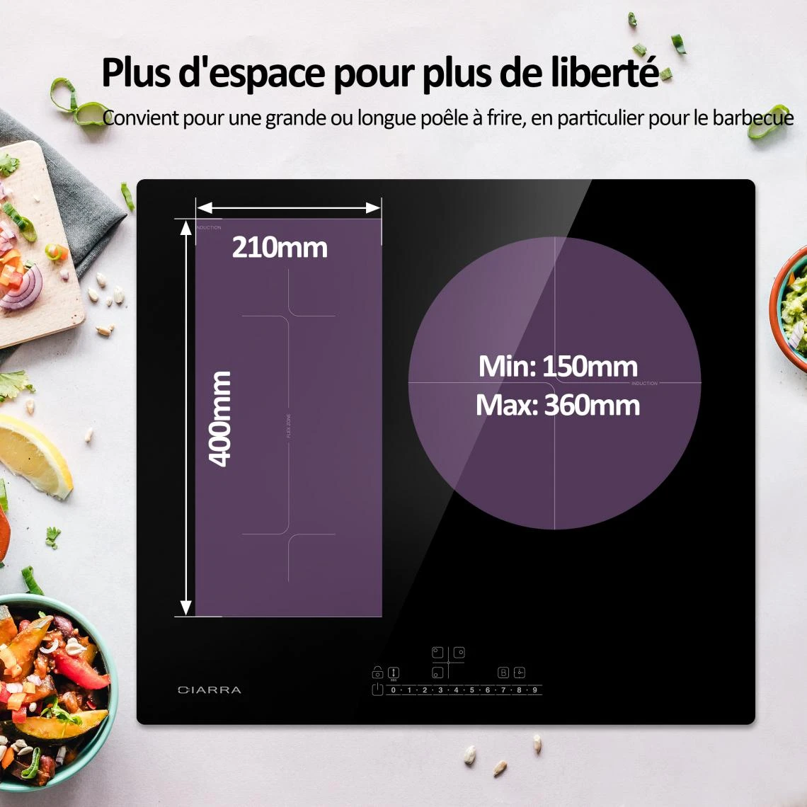 CIARRA Plaque Induction 3 Foyers Flexizone – Image 3