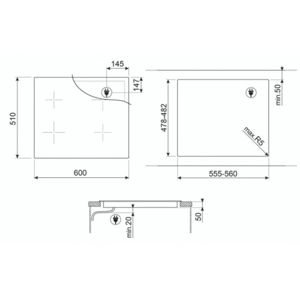 Smeg Plaque Induction SI1M4644D, 4 Foyers, 4 Boosters, 7400w – Image 2