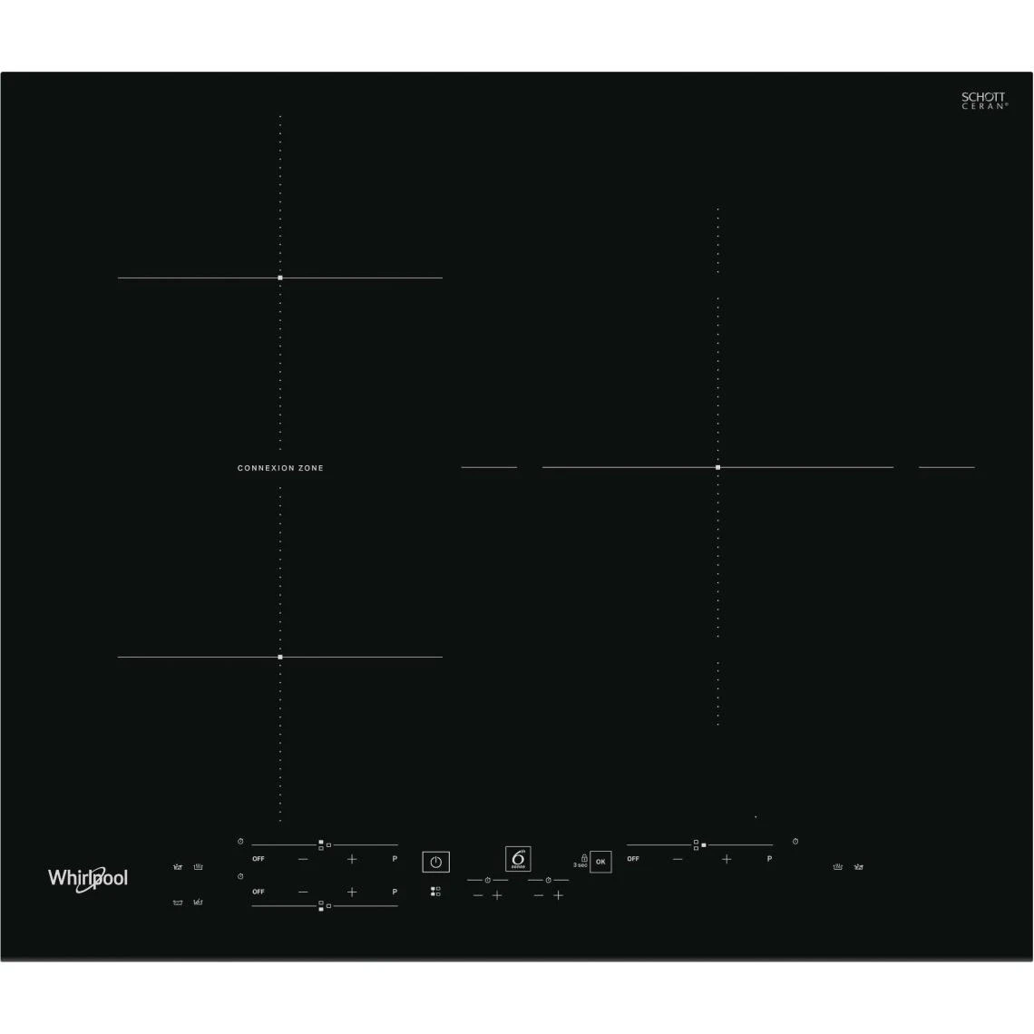 Whirlpool Table De Cuisson Induction 60cm 3 Feux 7200w Noir - Wbb3760bf - WHIRLP...