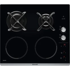 Brandt Table De Cuisson Mixte Gaz Et Induction 60cm 4 Feux Noir - Bpi6414bm -...